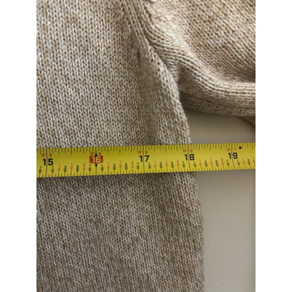 LL Bean Womens Stitchworks Cardigan Sweater Chunky Knit Button Up Khaki Size M - Picture 7 of 10